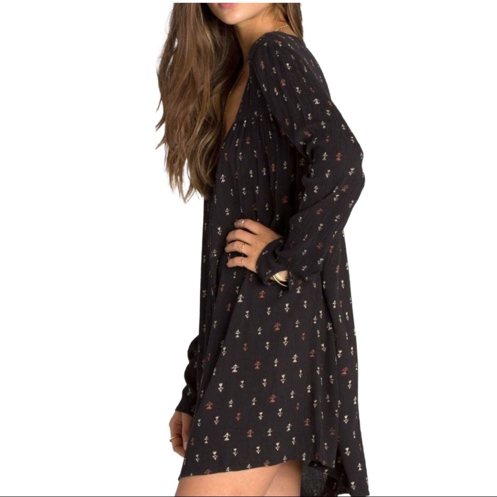 Billabong Oversized Tie Neck Long Sleeve Flowy Tunic Dress or Swimsuit C…